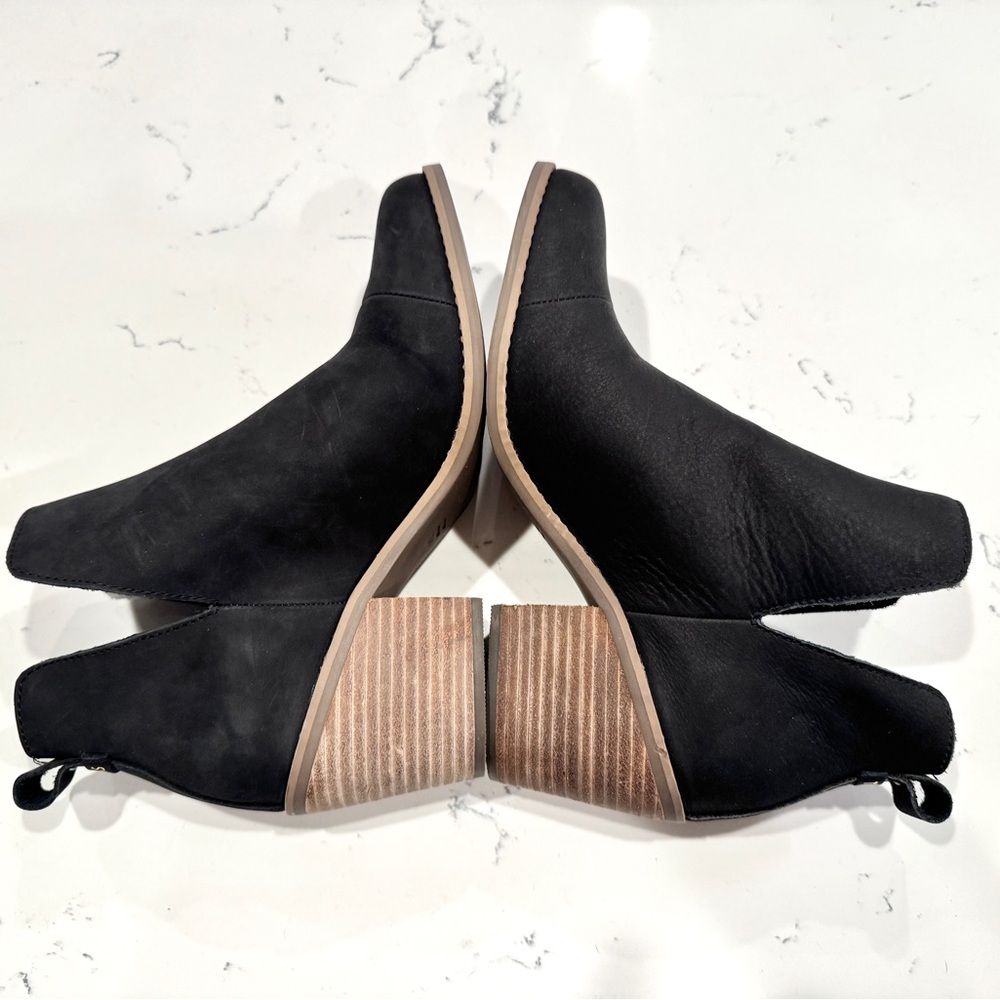 Toms Eliza Black Nubuck Leather Wedge Heel Ankle Boots Women’s Size 8.5 NWOT - Picture 10 of 14